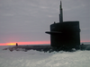The Los Angeles-class Fast Attack Submarine Uss Honolulu (ssn 718) Sits Surfaced 280 Miles From The North Pole At Sunset. Image