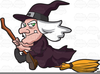 Witch Riding Broom Clipart Image