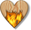 Flaming Wooden Heart Image