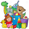 Kids Sharing Toys Clipart Image