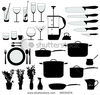 Stock Vector Dishes Pan Mixer And Other Kitchen Objects Silhouette Vector Image