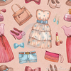 Watercolor Dresses Accessories Seamless Pattern Image