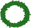 Evergreen Wreath With Large Holly Clip Art