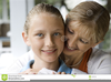 Mom And Daughter Hugging Clipart Image