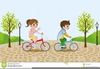 Kids Riding Bikes Clipart Image
