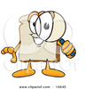 Clipart Picture Of A Slice Of White Bread Food Mascot Cartoon Character Peering Through A Magnifying Glass Image