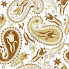 Repeating White And Brown Floral Pattern With Paisley And Tulips Vector Image