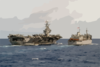 The Nuclear-powered Aircraft Carrier Uss Carl Vinson (cvn 70) And Fast Combat Support Ship Uss Sacramento (aoe 1) Engage In An Underway Replenishment (unreps) Clip Art