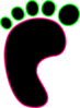 Black Left Foot With Green And Pink Clip Art