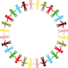 Circle Holding Hands Stick People Multi Coloured Clip Art