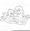 Black And White Clipart Of Kids Playing Image