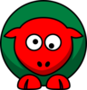 Sheep Red Green Toned Looking Crossed-eye2 Clip Art