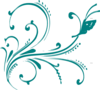 Teal Flourish With Butterfly Clip Art