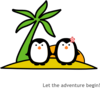 Two Penguins At Beach Clip Art