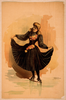 Blond Woman In Black Dress With Roses Holding Skirt Image