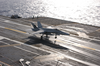 An F/a-18 Hornet Assigned To The Salty Dogs Of Air Test And Evaluation Squadron Two Three (vx-23), Piloted By Lt. Cmdr. Gerald Hanson, Makes The First Trap. Image