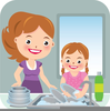 Kids Washing Dishes Clipart Image