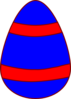 Blue Egg, Red Curved Stripes, Red Border Clip Art
