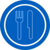 Food-service-sign Blue Plate With Outline Knife And Fork Clip Art