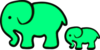 Surf Green Elephant Mom And Baby Image