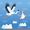 Baby And Stork Clipart Image