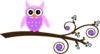 Purple, Pink, And Teal Owl On Branch Clip Art