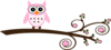 Pink Owl On A Branch Clip Art