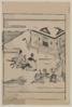 [scenes Related To The Soga Family - Two Warriors Praying In Front Of A Shrine While Retainers Hold Their Horses] Clip Art