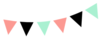 Coral, Mint, Black Bunting Clip Art