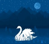 White Swan On Lake In Mountains A Vector Illustration Image