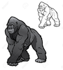 Ape Clipart Black And White Image