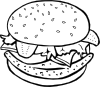 Chicken Burger (b And W) Clip Art