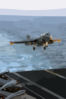 An Ea-6b Prowler Assigned To The Patriots Of Electronic Attack Squadron One Four Zero (vaq-140) Approaches The Flight Deck Of Uss George Washington (cvn 73) During Evening Flight Operations. Clip Art