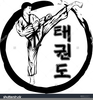 Taekwondo Flying Kicks Clipart Image