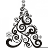 Black And White Christmas Tree Clipart Image