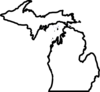 Michigan Map, Thick Outline Clip Art