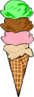 Ice Cream Cone Four Flavors Clip Art