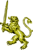 Gold Lion With Sword Clip Art