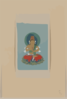Religious Figure Sitting On A Lotus, Facing Front, With Blue/green Halo Behind His Head Clip Art