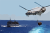 A Ch-46d Sea Knight  Lifts A Full Load From The Aircraft Carrier Uss Carl Vinson (cvn 70) To The Fast Combat Support Ship Uss Sacramento (aoe 1), While The Guided Missile Cruiser Uss Antietam (cg 54) Follows Close Behind Clip Art