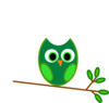 Green Owl Branch Clip Art