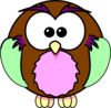 Green Purple Tan Owl Clip Art