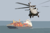 An Sh-60f Seahawk  Heads Off Toward A Group Three Merchant Vessel Surface Clip Art