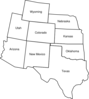 Colorado Map With Surrounding States With Labels Clip Art