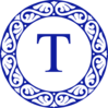 Letter T Blue  Monogram Clip Art