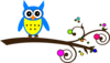 Blue Owl Colorful Branch Clip Art