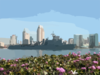 The Amphibious Dock Landing Ship Uss Germantown (lsd 42) Sails Past Downtown San Diego, Calif. On Its Way To Loved Ones Waiting Pier Side At Naval Base San Diego. Clip Art