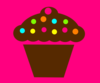 Polka Dot Cupcake With Pink Background Clip Art