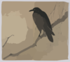 Crow On A Willow Branch. Clip Art