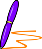 Lilac Pen Orange Writing Clip Art
